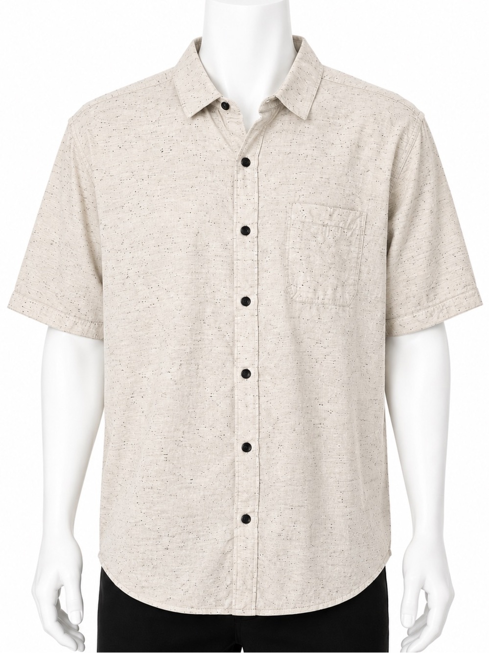 Volcom Men’s Short-Sleeve Button-Up Shirt — Natural Speckle XXL